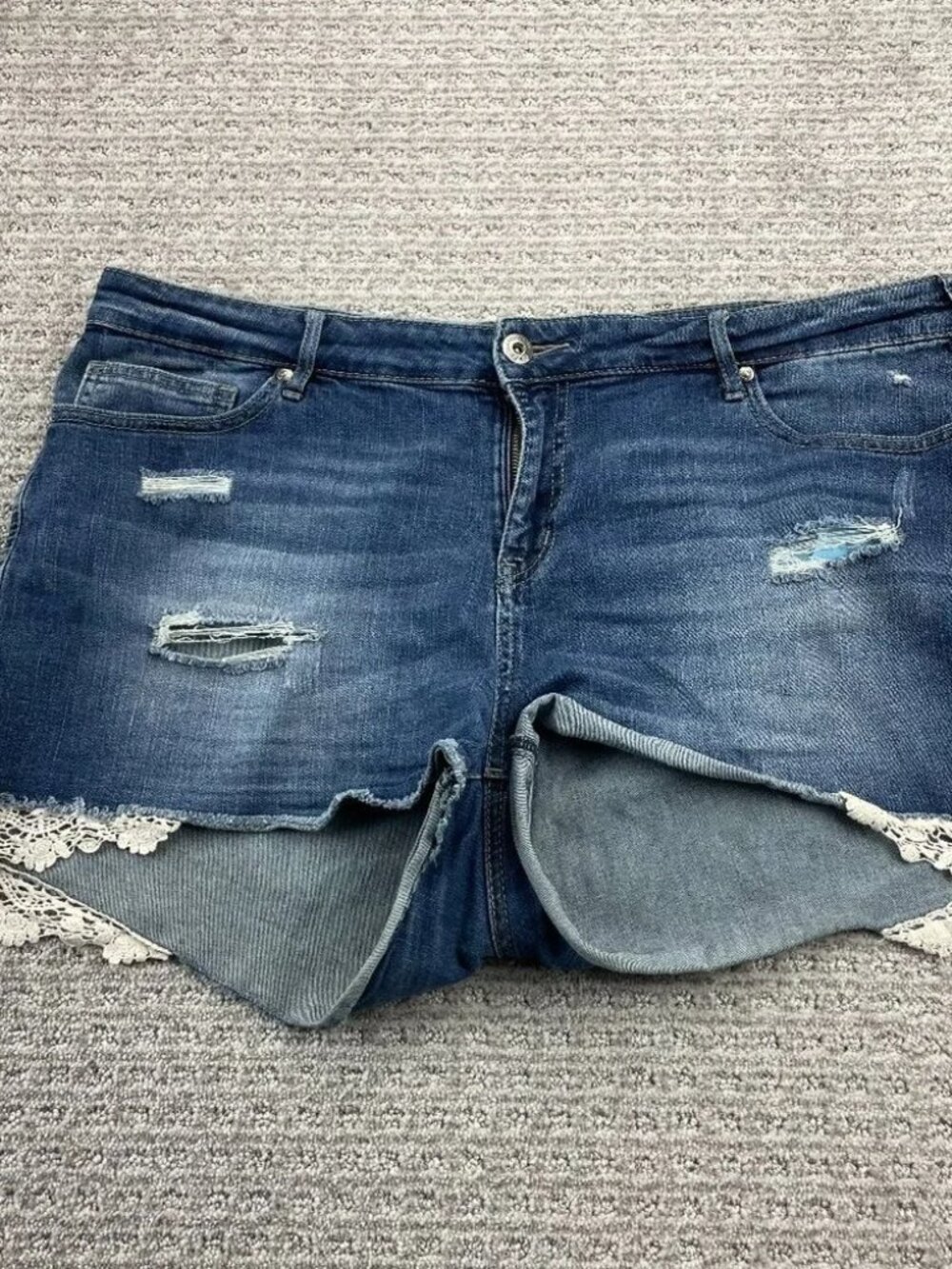 Warehouse One Jean Shorts Daisy Dukes Laced Women Size 18+ Distressed